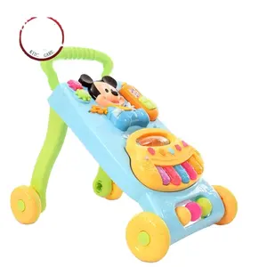 China kids learn to walk cartoon walking toy chair musical baby walker with stopper for children