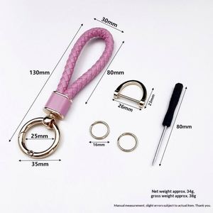 Light Luxury Woven Style <b>Car</b> Keychain Pendant Various Colors Creative Korean Bag Hanging <b>Ornaments</b> Woven Leather Gift Keychains - Product Image 3