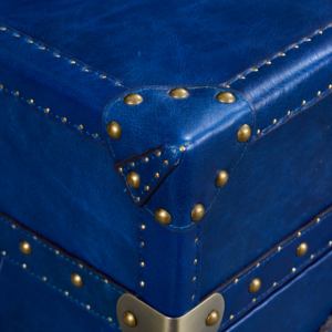 Cuero de vaca de estilo industrial para aparador de Aviador Almacenamiento de madera Gabinete de vino Metal Aluminio Cofres de cuero Baúles para muebles para el hogar - Product Image 6