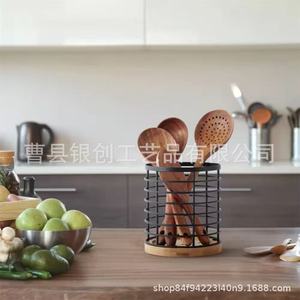 Estante de Almacenamiento de Cocina de Madera, Escurridor Redondo para Cubiertos, Secado Rápido, Uso Doméstico Multiusos - Product Image 4