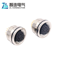 Conector de Panel Frontal M16 de 2 Pines a 19 Pines Hembra para PCB, Conector de Montaje Trasero con Cable para Soldar