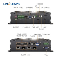 LINKLEAPS Fanless Industrial Mini PC 6 Gigabit port Ethernet 4 POE mendukung aksesoris komputer industri