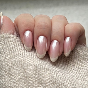 <span class=keywords><strong>Uñas</strong></span> Postizas <span class=keywords><strong>Cortas</strong></span> Redondas <span class=keywords><strong>de</strong></span> Acrílico Rosa Claro, Diseño Simple, Brillante, Modelo Francés para Salón, <span class=keywords><strong>Uñas</strong></span> Postizas a Presión - Product Image 3