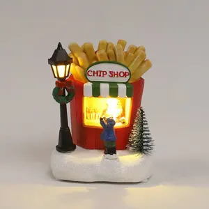 Feliz Natal, pequeno restaurante de fast food, ornamento com luzes, decoração criativa de alta qualidade para casa, presentes para crianças