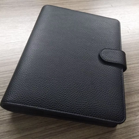 Portefeuille A4 personnalisé en cuir PU noir à 6 anneaux, classeur de budget, porte-monnaie, enveloppe à argent, mini carnet, journal, agenda, organisateur