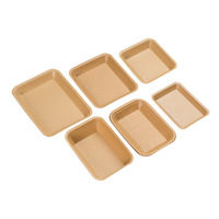 Bandeja de Papel Kraft Desechable para Barbacoa, Caja Comercial para Hamburguesas y Papas Fritas, Plato de Papel Biodegradable para Pollo Frito y Hot Dogs, Apto para Microondas