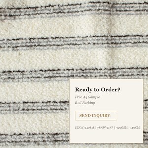 Tissu bouclé rayé crème pour vêtements d'extérieur d'hiver pour femmes avec certificats RWS et GRS - Product Image 6