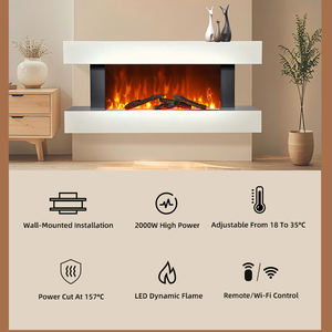 现代52英寸壁挂式发光二极管壁炉加热器木质设计，带遥控2000瓦欧盟插头电源，用于家居装饰 - Product Image 2