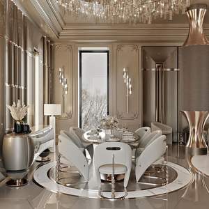 โต๊ะรับประทานอาหารดีไซน์คลาสสิกโต๊ะทานอาหารยาว260ซม. เก้าอี้ไม้หรูหราปรับแต่งได้ - Product Image 4