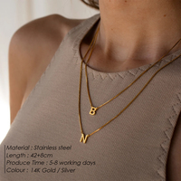 Collar con Cadena de Caja y Inicial del Nombre Emanco, Personalizado, de Acero Inoxidable, Chapado en Oro, con una Sola Letra, Joyería, Regalo de Cumpleaños