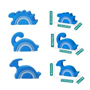 Juego Educativo de Aprendizaje, Bloques de Silicona con Forma de Dinosaurio para Apilar, Juguete para Bebés de 0 a 24 Meses y de 2 a 4 Años - Product Image 6