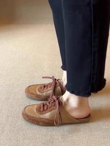 Pantuflas de Mujer de Piel de Cordero con Diseño de Parches, Estilo 2026, Cómodas, de una Pieza, con Suela Plana, para Uso Casual en Exteriores - Product Image 6