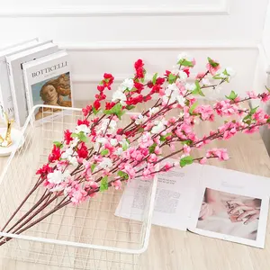 ウェディングテーブルセンターピースピンク人工販促品120cm63cm短枝小6枝ピーチ桜の花