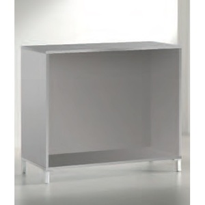 Meuble de cuisine moderne 100x46x90 cm gris clair, unité de rangement ouverte avec pieds en métal - Product Image 2