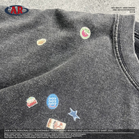 Vintage 250g 100% coton délavé à l'acide numérique imprimé noir unisexe ample Streetwear t-shirts de haute qualité