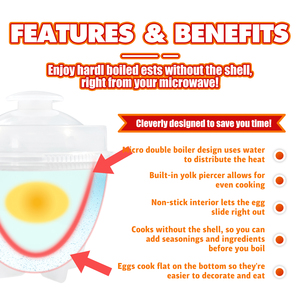 Máy làm trứng hai lớp |   Nồi hấp trứng không vỏ bằng lò vi sóng |   Hộp làm trứng luộc tức thì |   Giải pháp dễ dàng không cần bóc vỏ - Product Image 4