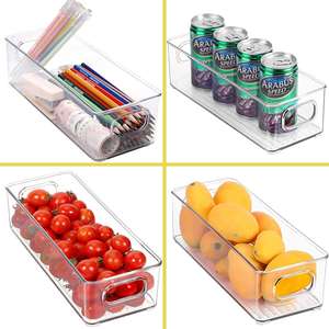 6Pcs Set Clear Stackable Eco-friendly Plastic Food Storage Bins Freshness Preservation for Fridge <b>Kitchen</b> <b>Pantry</b> BPA Free - Product Image 6