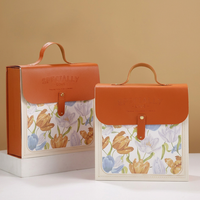 Boîte cadeau portable style Ins, imprimé tulipes, pour mariage, grande boîte d'emballage pour cadeaux d'anniversaire, logo personnalisé