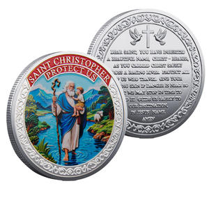 Moneta Commemorativa Souvenir di San Cristoforo, Religiosa, in Ferro Elettroplaccato, Stampata UV, Personalizzabile con Design Gratuito - Product Image 4