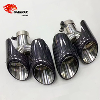 Embouts d'échappement en fibre de carbone pour Porsche Macan 2014+, kit de mise à niveau avec embouts de silencieux quadruples en Y noir brillant