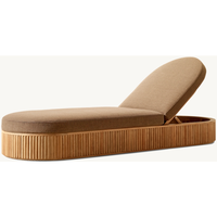 Mobilier d'extérieur pour hôtel Chaise longue de jardin en bois de teck Chaise longue avec coussin imperméable Poolisde Recliner for Resort