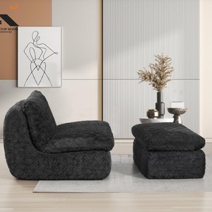 Sillón Sofá Compacto con Otomana, Sillón de Tela de Pana para Espacios Pequeños, Sala de Estar, Dormitorio o Apartamento - Product Image 4