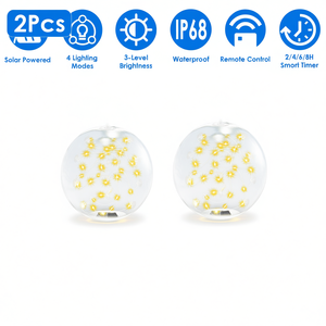 Luces solares Led para jardín, 2 uds., 3200K, brillo cálido, IP68, impermeables, con Control remoto, iluminación exterior para jardín y playa - Product Image 1