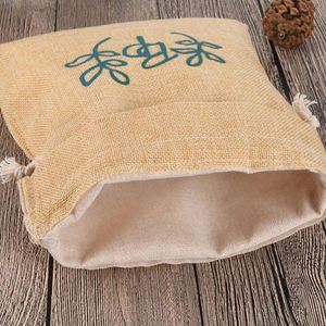 Wholesale Reusable Linen Pouch Burlap Shopping Bag Eco-friendly Drawstring Gift Bag With Custom Printed Logo - Product Image 3