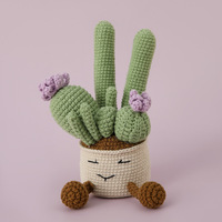 Plante succulente à double tête en laine crochetée, grande plante en pot, cactus multi-têtes, écologique, d'intérieur