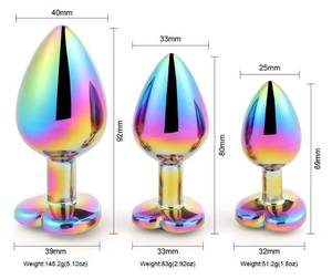 Hotselling Anus Sex Toy <strong>Heart</strong> <strong>Shape</strong> rainbow Color Metal Anal <strong>Stainless</strong> <strong>Butt</strong> <strong>Plug</strong> with <strong>Jewel</strong> - Product Image 4