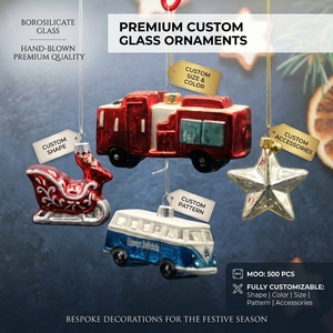 Ornement de Noël en verre de voiture vintage, service personnalisé OEM, figurine de chariot en borosilicate pour décoration de sapin de Noël, vente en gros, logo - Product Image 4