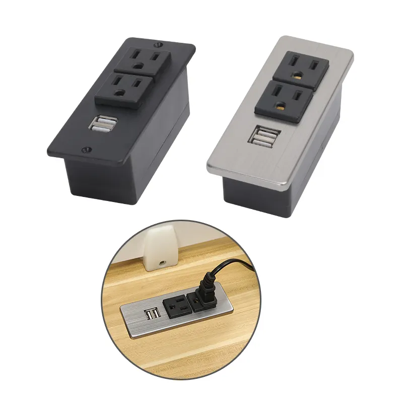 Us Desktop Embedded Power Strip SOCKET AC Embedded USB Power Socket Furniture Power Socket