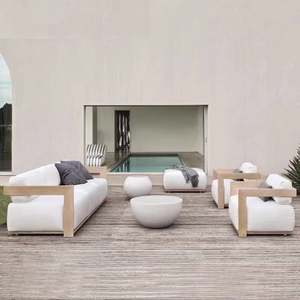 Conjunto de sofá de jardín de madera de teca maciza resistente al agua de alta calidad, <span class=keywords><strong>muebles</strong></span> de Patio, conjunto de sofá moderno de lujo para exteriores - Product Image 2
