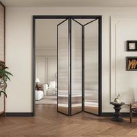 Puertas y Ventanas Plegables de Vidrio Templado con Aleación de Aluminio Moderna, Acabado Interior Impermeable, Superficie con Acabado Personalizado