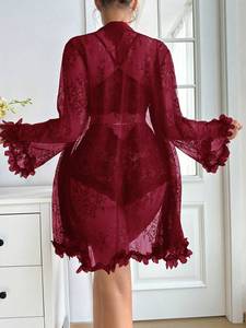 Nouvel ensemble <span class=keywords><strong>de</strong></span> <span class=keywords><strong>lingerie</strong></span> sexy grande taille 2026, pyjama trois pièces, robe en dentelle et maille pour <span class=keywords><strong>femme</strong></span>, vêtements d'intérieur - Product Image 6