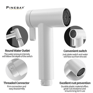 PINBAY, новый распылитель для чистки туалета, набор для душа с двумя функциями, регулируемый режим распыления, белый пластиковый ручной распылитель для биде - Product Image 3