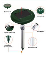 Pelouses extérieures jardin cour parasites sonique pointes piquets chasseur avec LED solaire campagnol serpent répulsif dissuasif taupe répulsif