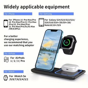 El precio más bajo 3 en 1 cargador inalámbrico soporte Pad para IPhone 17 Samsung para Apple Watch para <span class=keywords><strong>Airpods</strong></span> <span class=keywords><strong>Pro</strong></span> 3 estación de <span class=keywords><strong>carga</strong></span> rápida Dock - Product Image 6