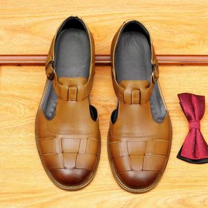 Chaussures de mariage en cuir de luxe pour hommes, style britannique, bout rond, respirantes, antidérapantes, résistantes à l'usure, chaussures en cuir pour affaires - Product Image 2