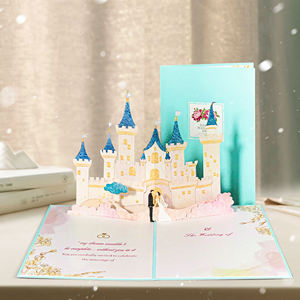 Cartolina <span class=keywords><strong>di</strong></span> compleanno stampata in carta Pop-up 3D per le occasioni <span class=keywords><strong>di</strong></span> matrimonio fatto a mano colorato castello carino biglietti d'auguri <span class=keywords><strong>di</strong></span> nozze - Product Image 4