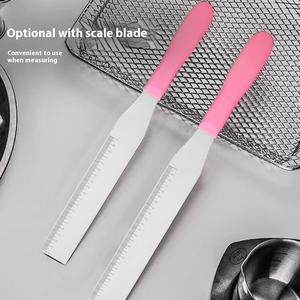Raspador grueso de acero inoxidable para pasteles con mango de plástico y madera, espátula recta para hornear crema, utensilios de cocina para hornear - Product Image 4