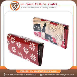 Cartera Larga de Mujer con Patrón Geométrico, de Cuero Genuino, Impermeable, con Forro de Algodón, Acabado Liso, Ranuras para Tarjetas, Estilo Clutch - Product Image 3