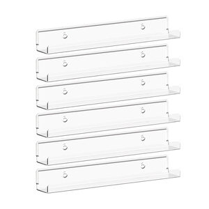 Estantes Flotantes Estrechos, Paquete de 6, Organizador de Pared Acrílico para Discos de Vinilo, Esmalte de Uñas, Maquillaje, Fácil de Limpiar - Product Image 1