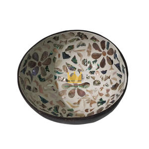 Bol décoratif classique en coquille de noix de coco naturelle de luxe, incrusté de nacre, écologique, pour la décoration intérieure de la salle à manger - Product Image 1