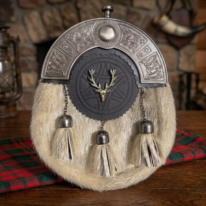 GREENLAND PIPE CO Modelo GPC PK Origin Seal Skin Sporran Acabado Antiguo Metal Cantle Insignia de Ciervo Accesorio Musical Escocés - Product Image 2
