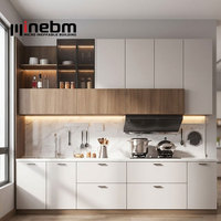 Armoires de cuisine contemporaines sur mesure, ensemble d'armoires de cuisine en bois avec tiroirs de rangement pour maison moderne