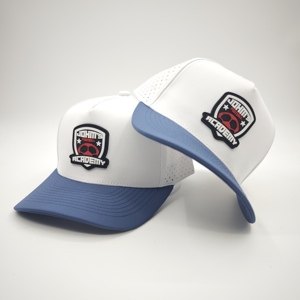 Ergonomic Five Panel Solid Waterproof Golf <b>Hat</b> Custom Silicone Emblem Low MOQ OEM Laser Perforated Breathable Performance Item - Product Image 4