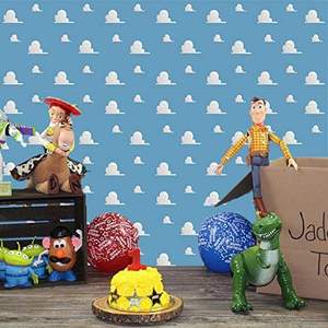 Toile de fond photo pour fête d'anniversaire d'enfant sur le thème de Boy Story, ciel bleu, nuages blancs, toile de fond photo pour baby shower en vinyle - Product Image 2