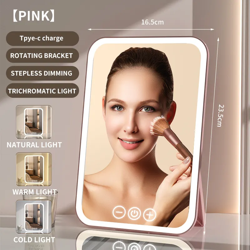 Professionele Slimme High-Definition Plastic Desktop Led-Rechthoek Cosmetische Make-Upspiegel