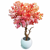 Pohon Bonsai Bunga Sakura Plastik Buatan 200cm Dekorasi Lanskap Bionik Semi-Mekanis untuk Hotel Restoran Dalam Ruangan